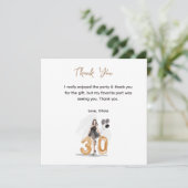 30th誕生日ブラック&ゴールデン サンキューカード (スタンド正面)