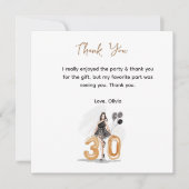 30th誕生日ブラック&ゴールデン サンキューカード (正面)