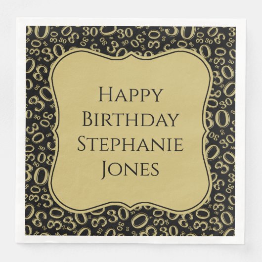 30th誕生日ブラック/金ゴールドランダムパターン30 (正面)