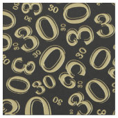 30th誕生日ブラック/金ゴールド乱数パターン ファブリック (クローズアップ)