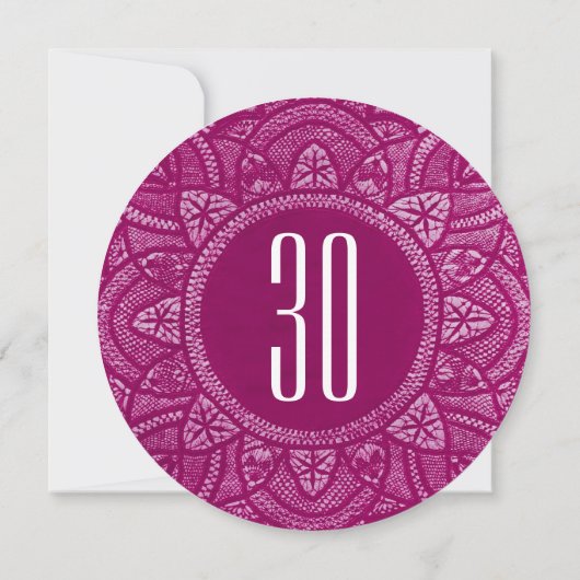 30th誕生日ブルゴーニュヴィンテージレースフレームV14A 招待状 (裏面)