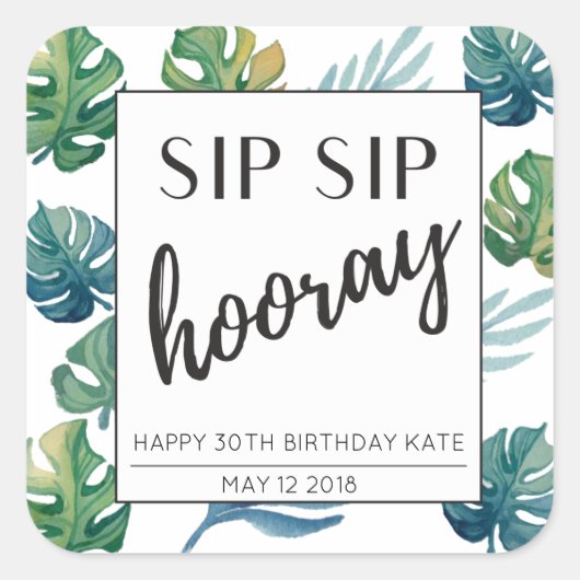 30th誕生日ミニワインラベル スクエアシール (正面)