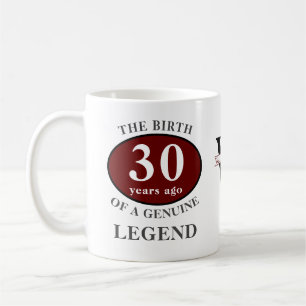 30th誕生日モノグラム伝説あなたの名前を追加Red コーヒーマグカップ