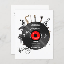 30th誕生日レコードミュージカル楽器おもしろい 招待状