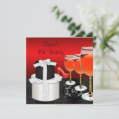 30th誕生日レッドシューズハイヒールのワイングラスの贈り物 招待状 (スタンド正面)