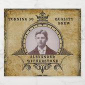 30th誕生日ヴィンテージレトロクラウンあなたの写真を追加 ビールラベル (シングルラベル)