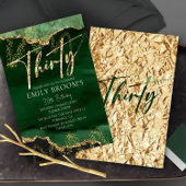 30th誕生日招待状エメラルドグリーンと金ゴールド 招待状