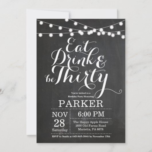 30th誕生日招待状シャルボード 招待状 (正面)