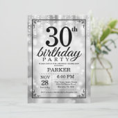 30th誕生日招待状シルバーグリッター 招待状 (スタンド正面)