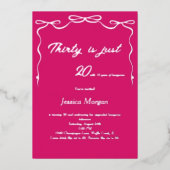 30th誕生日招待状ピンク&シルバー編集可能 箔招待状 (正面)