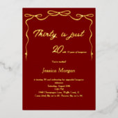 30th誕生日招待状赤と金ゴールド編集可能パーティー 箔招待状 (正面)