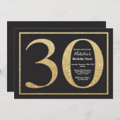 30th誕生日招待状金ゴールドグリッターシャルボード 招待状 (正面/裏面)