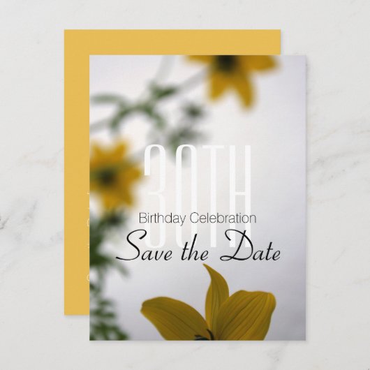 30th誕生日春の花はがきを保存 案内ポストカード (正面/裏面)