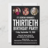 30th誕生日白黒フォトサークル招待状 招待状 (正面)