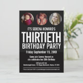 30th誕生日白黒フォトサークル招待状 招待状 (スタンド正面)