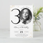 30th誕生日金ゴールド招待状と写真 招待状 (スタンド正面)