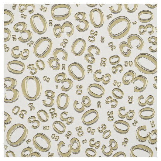 30th誕生日金ゴールド/白の乱数パターン ファブリック (見本)