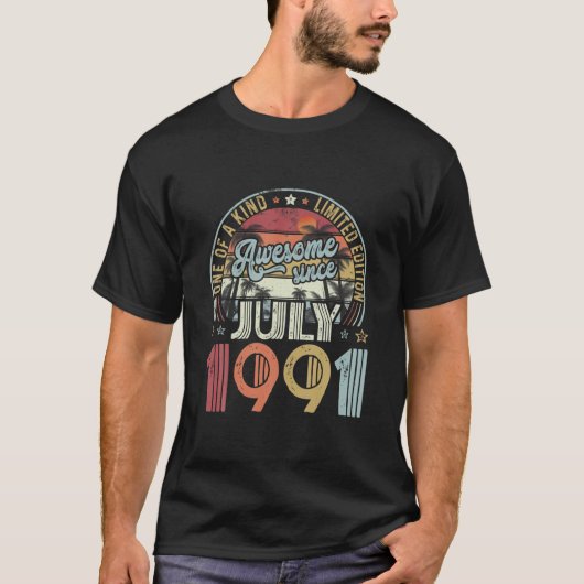 30th誕生日1991年7月デコレーションメンズウィメンズ30 Y Tシャツ (正面)