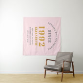 30th誕生日1992ピンクエレガントグレイ金ゴールドシック タペストリー (インサイチュ(横))