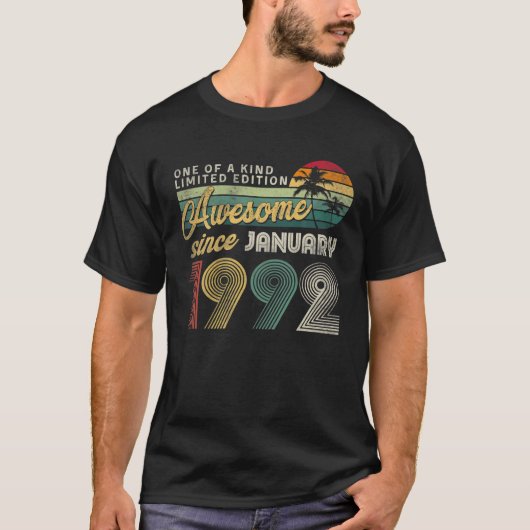 30th誕生日1992年1月デコレーションメンズウィメンズ30 tシャツ (正面)