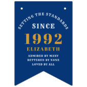 30th誕生日1992青い金ゴールド名シックエレガント バンティングフラッグ (第1の旗)