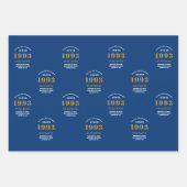 30th誕生日1993青い金ゴールドシックエレガント ラッピングペーパーシート (正面2)