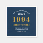 30th誕生日1994青い金ゴールド スタンダードカクテルナプキン (正面)