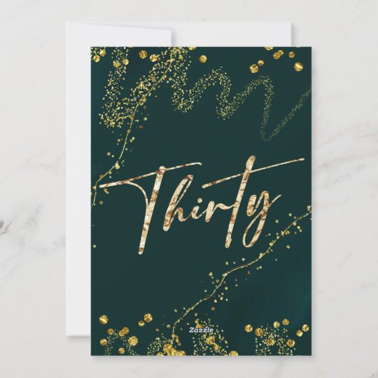 30th誕生日30エメラルドグリーンの招待 シーズンカード (裏面)