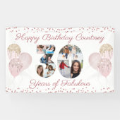 30th誕生日30切り出し8写真バラ金ゴールド 横断幕 (横)