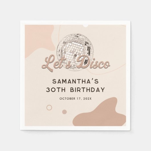30th誕生日70sレトロディスコパーティー紙 スタンダードカクテルナプキン (正面)