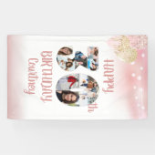 30th誕生日8フォトコラージュ番号バラ金ゴールド 横断幕 (横)