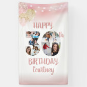 30th誕生日8フォトコラージュ番号バラ金ゴールド 横断幕 (縦)