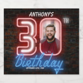 30th誕生日80sレトロネオンサインカスタム写真 ビールラベル (シングルラベル)