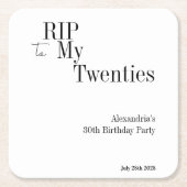 30th誕生日RIP 20sミニマルパーティー スクエアペーパーコースター (正面)