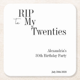 30th誕生日RIP 20sミニマルパーティー スクエアペーパーコースター