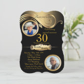 30th,アニバーサリー結婚ズ,アートデコ,ブラック金ゴールド 招待状 (スタンド正面)