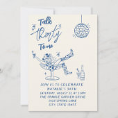 30th ブルー ハンドドローンコーストガール 誕生日パーティー 招待状 (正面)