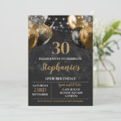 30th 誕生日 ブラックゴールド ご招待状 招待状 (スタンド正面)
