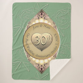 30th & 12thパールの結婚アニバーサリーブランケット シェルパブランケット