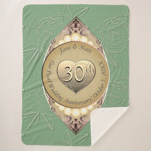 30th & 12thパールの結婚アニバーサリーブランケット シェルパブランケット (正面)