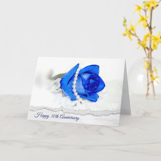 30th Anniversary Blue Rose and Pearls カード (黄色い花)