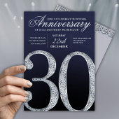 30th Anniversary Diamond Silver Navy Blue 招待状