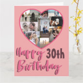 30th Any Ageフォト誕生日コラージュのグリーティングカード カード (黄色い花)