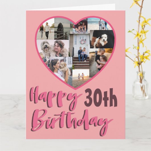 30th Any Ageフォト誕生日コラージュのグリーティングカード カード (黄色い花)