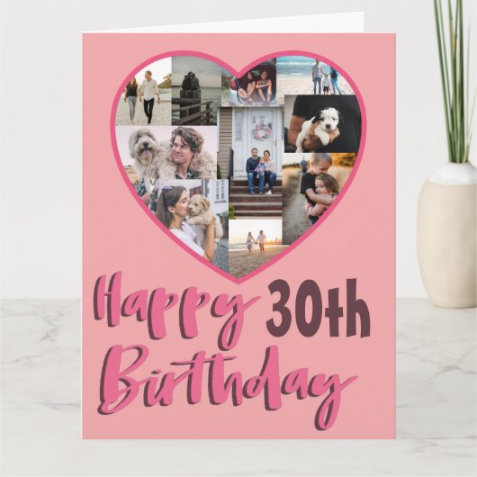 30th Any Ageフォト誕生日コラージュのグリーティングカード カード (正面)