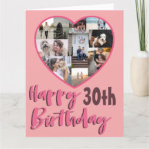 30th Any Ageフォト誕生日コラージュのグリーティングカード