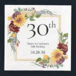 30th Birthdayひまわり<br><div class="desc">これらの絶妙な、水色のヒマワリ、ワイルドフラワーと緑の30歳の誕生日パーティーディナーナプキンはあなたの大きなお祝いに最適である。彼らの自然な花のデザインモダンはまだ伝統的ある。カウンターやビュッフェ、テーブルなど素晴らしい見た目。[このテンプレートを個人用に設定する]を選択して、独自のデータを作成する。あと数秒で30歳の素晴らしナプキンが見える。</div>