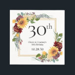 30th Birthdayひまわり スタンダードカクテルナプキン<br><div class="desc">これらの絶妙な、水色のヒマワリ、ワイルドフラワー、緑の30歳の誕生日パーティーカクテルナプキンは、あなたの大きなお祝いに最適である。彼らの自然な花のデザインモダンはまだ伝統的ある。彼らはあなたのバー、ビュッフェやテーブルに素敵に見える。[このテンプレートを個人用に設定する]を選択して、独自のデータを作成する。あと数秒で30歳の素晴らしナプキンが見える。</div>