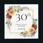 30th Birthdayひまわり スタンダードランチョンナプキン<br><div class="desc">これらの絶妙な、水色のヒマワリ、ワイルドフラワー、緑の30歳の誕生日パーティーランチョンナプキンは、あなたの大きなお祝いに最適である。彼らの自然な花のデザインモダンはまだ伝統的ある。カウンターやビュッフェ、テーブルなど素晴らしい見た目。[このテンプレートを個人用に設定する]を選択して、独自のデータを作成する。あと数秒で30歳の素晴らしナプキンが見える。</div>