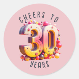 30th BirthdayまたはAnniversary 3D Number Milestone ラウンドシール